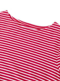 LilyCoco Womens Striped Long Sleeve Boat Neck Shirt Red Size M