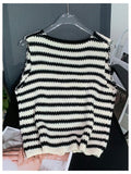 SOLY HUX Women's Striped V Neck Sweater Vest Sleeveless Cardigan Black Beige S