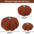 RoseCraft Pumpkin Throw Pillows 3Pc Brown 12/10/8in Fall Thanksgiving