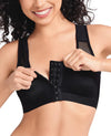 Upushall Front Closure Posture Bra Wireless Full Coverage Black Size 2XL
