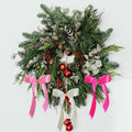 WISEgham Satin Ribbon Bows Christmas Tree Wreath Decor Pink Beige 24 Pc 8.1x9in