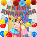 TRBSXRT Cartoon Birthday Decorations Gold Red Blue Foil Fringe Curtains Balloons