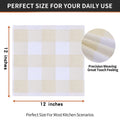Homaxy Cotton Waffle Weave Check Plaid Dish Cloths 12x12 White Beige 6-Pack