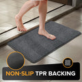 Mibao Front Door Mat Non-Slip Waterproof 35.5x59in Dark Grey TPR Backing