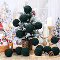 Soulchen 15 Pcs 3.15" Large Green Velvet Flocked Christmas Balls Ornaments