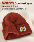XMMAXFLOW Thick Knitted Winter Beanie Hat Cuffed Skull Cap Dark Orange