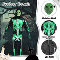 XXLOG Glow in the Dark Skeleton Costume Hooded Jumpsuit Halloween Cosplay Adult