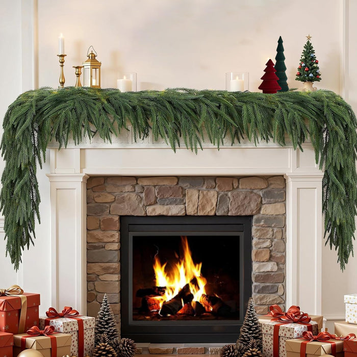 KYGDS Christmas Norfolk Pine Garland 5FT Real Touch Artificial Greenery Green