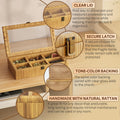 Fllamo Rattan Storage Box with Lid 6 Compartments Brown 11.8x7.8x3in
