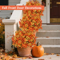 RICHMYC Artificial Fall Flowers 12 Bundles Orange Yellow Eucalyptus 13.8IN