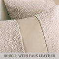 Laolitou 2 Pack Boucle Pillow Covers 18x18 Inch Faux Leather Oatmeal