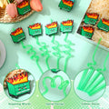 Potchen 12 Pcs Green Glitter Spiral Reusable Plastic Drinking Straws