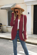 Vanfany Womens Lightweight Open Front Cardigan Knit Burgundy Size XL