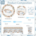 MEHOFOND Blue Pumpkin Baby Shower Party Supplies 193 Pcs Tableware Set