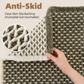 PADOOR Checkered Bath Mat Super Absorbent Non Slip 18x30 Green & Cream