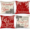 Christmas Throw Pillow Covers 18x18 Set of 4, Farmhouse Christmas Decor for Home