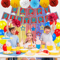 TRBSXRT Cartoon Birthday Decorations Gold Red Blue Foil Fringe Curtains Balloons