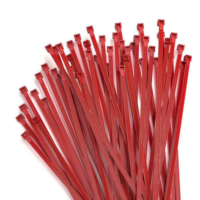 Aroono 500pcs 4in Red Nylon Zip Ties 40lb Strength UV Resistant