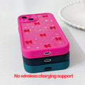 15 Case, Cute for Women Girls Ribbon Bow Pattern Glitter Aesthetic Sh