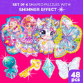 QUOKKA 48-Piece Shaped Jigsaw Puzzles 4-Pack Dragon Rocket Firetruck Dino