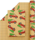 CAMKUZON Kraft Christmas Wrapping Paper Roll Vintage Red Black Plaid 17.4 Inch