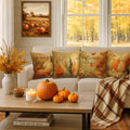 Benjia 20x20 Throw Pillow Covers Set of 4 Watercolor Forest Pumpkin Autumn