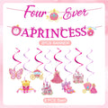 Romart Princess 4th Birthday Party Decorations 2 Banners 8 Swirls Pink Lavender