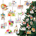 Threehoney 48Pc Wooden Christmas Ornaments Painting Tools Colorful 2.36-2.76in