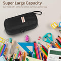Zzrywuty Large Zipper Pen Case Pencil Pouch for Office Travel Black