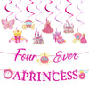 Romart Princess 4th Birthday Party Decorations 2 Banners 8 Swirls Pink Lavender