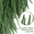 GDENZL 5FT Artificial Norfolk Pine Garland Green Faux Xmas Decor Size 5FT