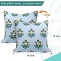 TIDEVERA Throw Pillow Cover Water Repellent Baby Blue Orange Floral 18x18