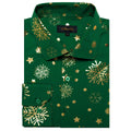 DiBanGu Mens Christmas Long Sleeve Button Down Shirt Green Gold Snowflake Size S