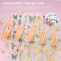 Kikonoke 12 Sheets Laser Butterfly Nail Stickers White Silver Gold 3D Decals