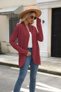 Vanfany Womens Lightweight Open Front Cardigan Knit Burgundy Size XL