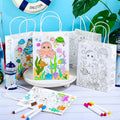 Yaomiao 24 Pcs Color Your Own Kraft Paper Tote Bags Sea Blue