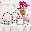 JOYHAPISTAR First Rodeo Birthday Party Supplies Set 120PCS Pink Rustic