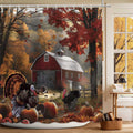 MEHOFOND Thanksgiving Waterproof Fabric Shower Curtain Red Barn 72x72 Inch