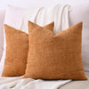 Cozoomy Chenille Linen Throw Pillow Covers 12x20 Inch Rustic Bronze Set of 2