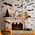 PFAMKEER Halloween Bat Stickers 120pcs 3D Black PVC Various Sizes