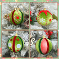 SUPREME XMAS 12 Pcs Velvet Christmas Ornaments Set 80mm Green Red White