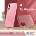 Galaxy S21 Case, Clear Glitter Case Sparkly Soft TPU Bumper Bling Cover for Wome