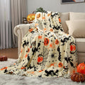 Generic Halloween Throw Blanket Witch Hat Spider Webs Cozy Flannel Multicolor