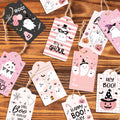 MOZUI Halloween Thank You Tags 60pcs Pink Black Ghost Pumpkin Kraft Paper