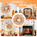 OEOPIUR Fall Wreath Front Door Decor Large Orange Autumn Leaves Indoor Outdoor