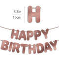 JunyRuny Pre-Strung Happy Birthday Banner Rose Gold Glitter Party Decor