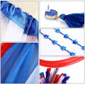 Hicarer 80s Women Tutu Set Pom Pom Headband Necklaces Earrings Red Blue White M
