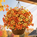 RICHMYC Artificial Fall Flowers 12 Bundles Orange Yellow Eucalyptus 13.8IN