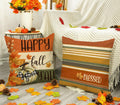 4TH Emotion Fall Pillow Covers 18x18 White Pumpkin Check Set of 4