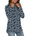 GOUCEHN Women Turtleneck Sweater Pullover Lightweight Blue-White Flo Size XL